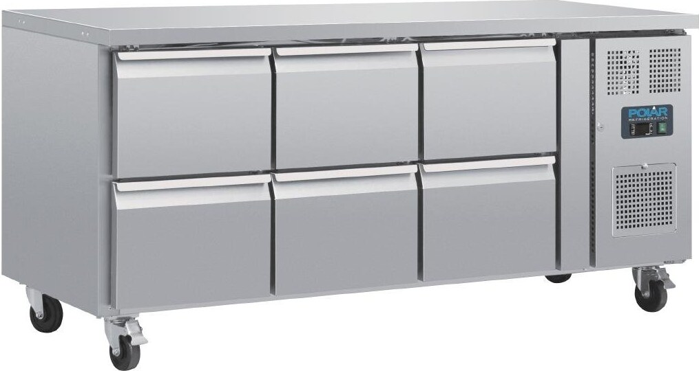 Polar Serie U GN-Kühltisch mit 6 Schubladen 465L