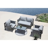 thumbnail of Möbilia 4-tlg. Garten-Sitzgruppe | 2-Sitzer, 2 Sesse, 1 Couchtisch | Stahl schwarz, Glas und Olefin in grau | 28020040 | Serie GARTEN
