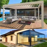 thumbnail of Pergola bioclimatica 8x4m apertura lamelle motorizzata con impianto led rgb - Bianco