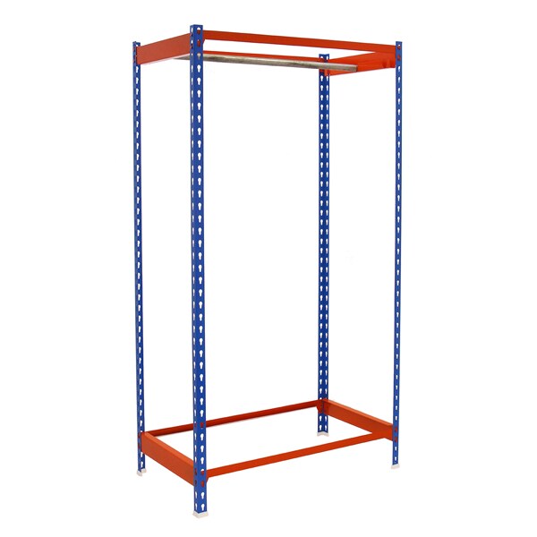 Kleiderstangenregal Metal Einzel | HxBxT 150x90x50cm | Blau/Orange | Kleiderständer Garderobe Klamottenregal Stangenregal Regal