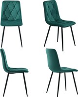 thumbnail of Merax Esszimmerstuhl (4 St), 4er-Set Polsterstuhl Design Stuhl, Twill Samt Esszimmerstuhl, Sitzfläche aus Samt Gestell aus Metal, Dunkelgrün