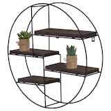 thumbnail of Wandplank HWC-K76, Hangende plank Zwevende plank, 4 planken Metalen massief hout Industrieel 45x45x11cm ~ donkerbruin