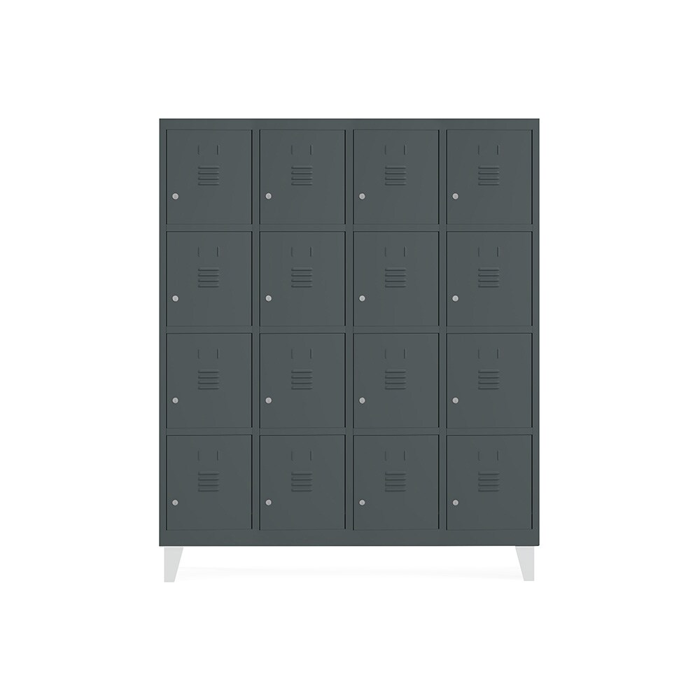 Rocada taquilla soldada 30cm (300mm) 4 módulos 4 puertas cuerpo gris oscuro ral7016 + puertas gris oscuro ral7016