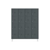 thumbnail of Rocada taquilla soldada 30cm (300mm) 4 módulos 4 puertas cuerpo gris oscuro ral7016 + puertas gris oscuro ral7016