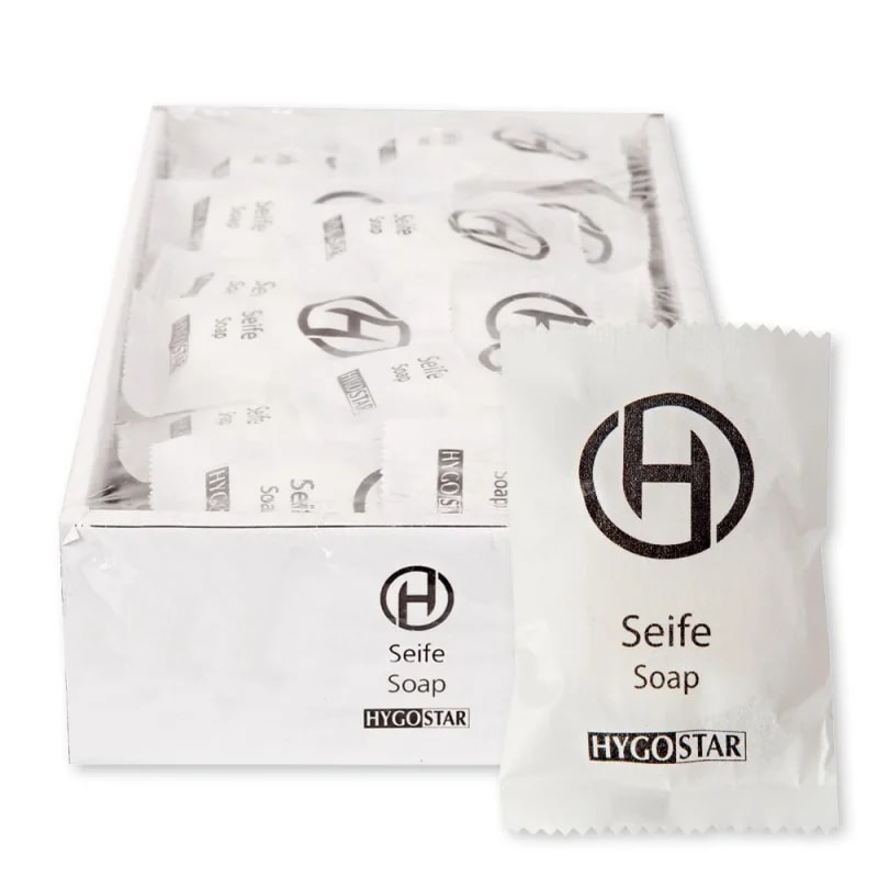 Hotelseife einzeln verpackt Weiss rund Ø 4 cm 50 Stück Schlauchbeutel