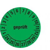 thumbnail of Dreifke® Prüfplakette geprüft 24-29, grün, ökologische Folie, selbstklebend, Ø 30mm, 18 Stk.
