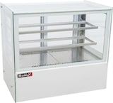 thumbnail of Romux® Kühlvitrine für Konditorei Quadratisch Tischgerät 2 Böden Weiß 470 Liter Umluftkühlung | Kühlvitrine Gerade Glasscheiben