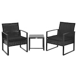 thumbnail of Outsunny Conjunto de Muebles de Ratán de Jardín 3 Piezas Set de Comedor con 1 Mesa 42,5x40x39 cm 2 Sillones 63x57x76cm Cojines Acolchados para Terraza