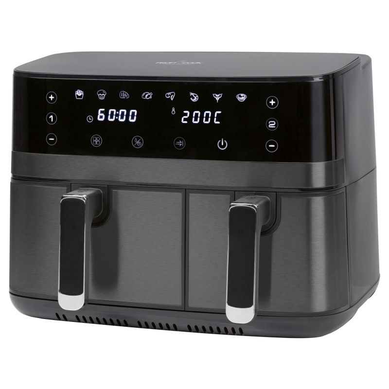 Friteuse à air chaud Air fryer 9L double compartiement 2700W  PC-FR1295H-Noir usage non-intensif Proficook