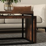 thumbnail of Couchtisch Set 90x48x42 cm mit Satztisch stapelbar MDF Metallgestell Beistelltische im 2er Set Rustikales Braun+Schwarz
