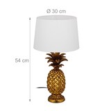 thumbnail of Relaxdays Tischlampe Ananas, moderne Lampe mit Stoffschirm, E27 Fassung, Dekolampe mit Kabel, H x D: 54 x 30 cm, gold