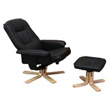 thumbnail of Relaxsessel M56, Fernsehsessel TV-Sessel mit Hocker Ottomane, Kunstleder Eukalyptus Holz FSC®-zertifiziert ~ schwarz