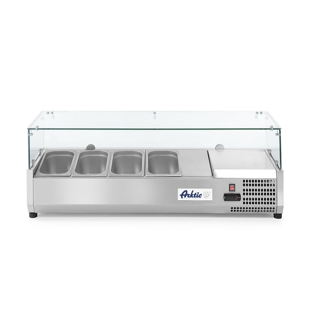 Arktic koelvitrine voor 6xGN1/3 geharde hygiënische afzuigkap 1405x420x460mm