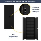 thumbnail of Aktenschrank abschließbar KADO 6 Ebenen verstellbar Flügeltüren Metallschrank Werkstatt Büroschrank aus Stahl Werkzeugschrank 220x90x40cm Schwarz