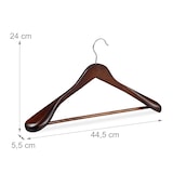 thumbnail of Relaxdays Anzug Kleiderbügel, 5er Set, breite Schulter, 360° drehbarer Haken, mit Hosenstange, Holzkleiderbügel, braun