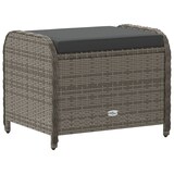 thumbnail of vidaXL Gartenhocker mit Kissen Grau 58x46x46 cm Poly Rattan