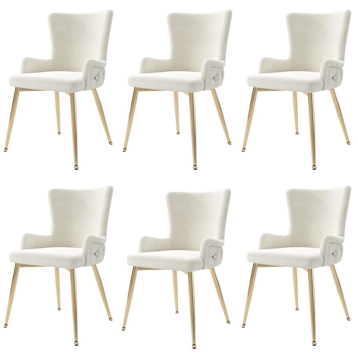 Merax Samt-Esszimmerstuhl(Set, 2 St), 6er-Set, Polsterstühle Küchenstühle luxuriöser Wohnzimmer-Schlafzimmer-Loungesessel , Beige&Gold