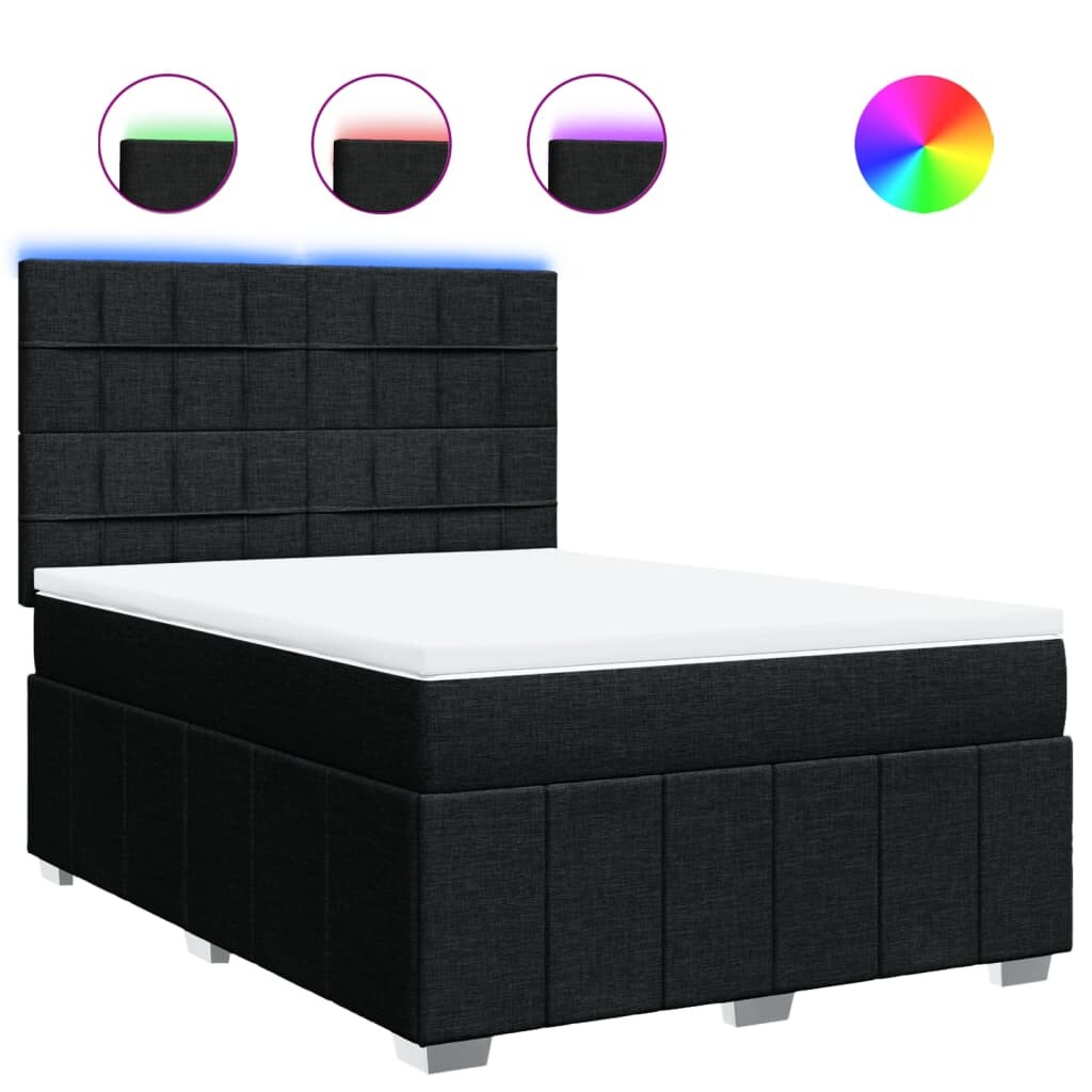 vidaXL Boxspringbett mit Matratze Schwarz 160x200 cm Stoff