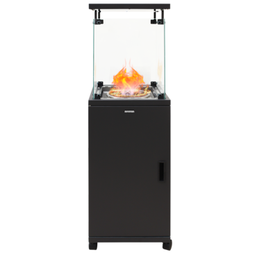 INFINITON Estufa de Gás Exterior PG-QH13, Sistema Anti-queda, Compatível com Gás Propano e Butano, Tampa Superior, Acabamento em Aço Preto