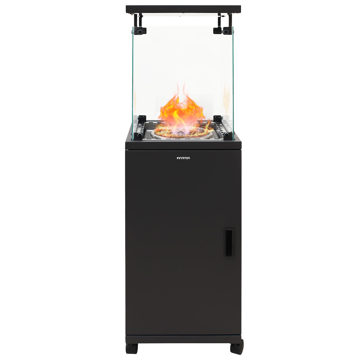 INFINITON Estufa de Gás Exterior PG-QH13, Antivuelco, Apta para Gas Propano y Butano, Tapa Superior, Acabado en Acero negro