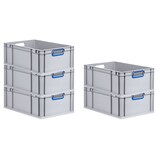 thumbnail of PROREGAL 5x Eurobox NextGen Color | HxBxT 22x40x60cm | 44 Liter | Griffe blau offen | Verstärkter Boden | Eurobehälter