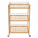 thumbnail of Carrinho de serviço HWC-D91, carrinho lateral de cozinha carrinho de bar carrinho de cozinha utensílios de cozinha, bambu 76x46x38cm