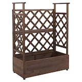 thumbnail of Canteiro elevado HWC-P67, plantador/caixa de flores plantador treliça treliça treliça madeira FSC® 114x85x44cm ~ castanho