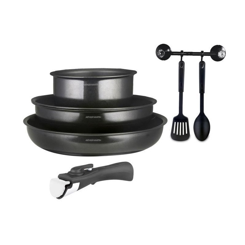 Batterie De Cuisine - Tous Feux Dont Induction - Arthur Martin - Am9582 - Aluminium - Anti-adhésif - 6 Pieces - Poignée Amovib