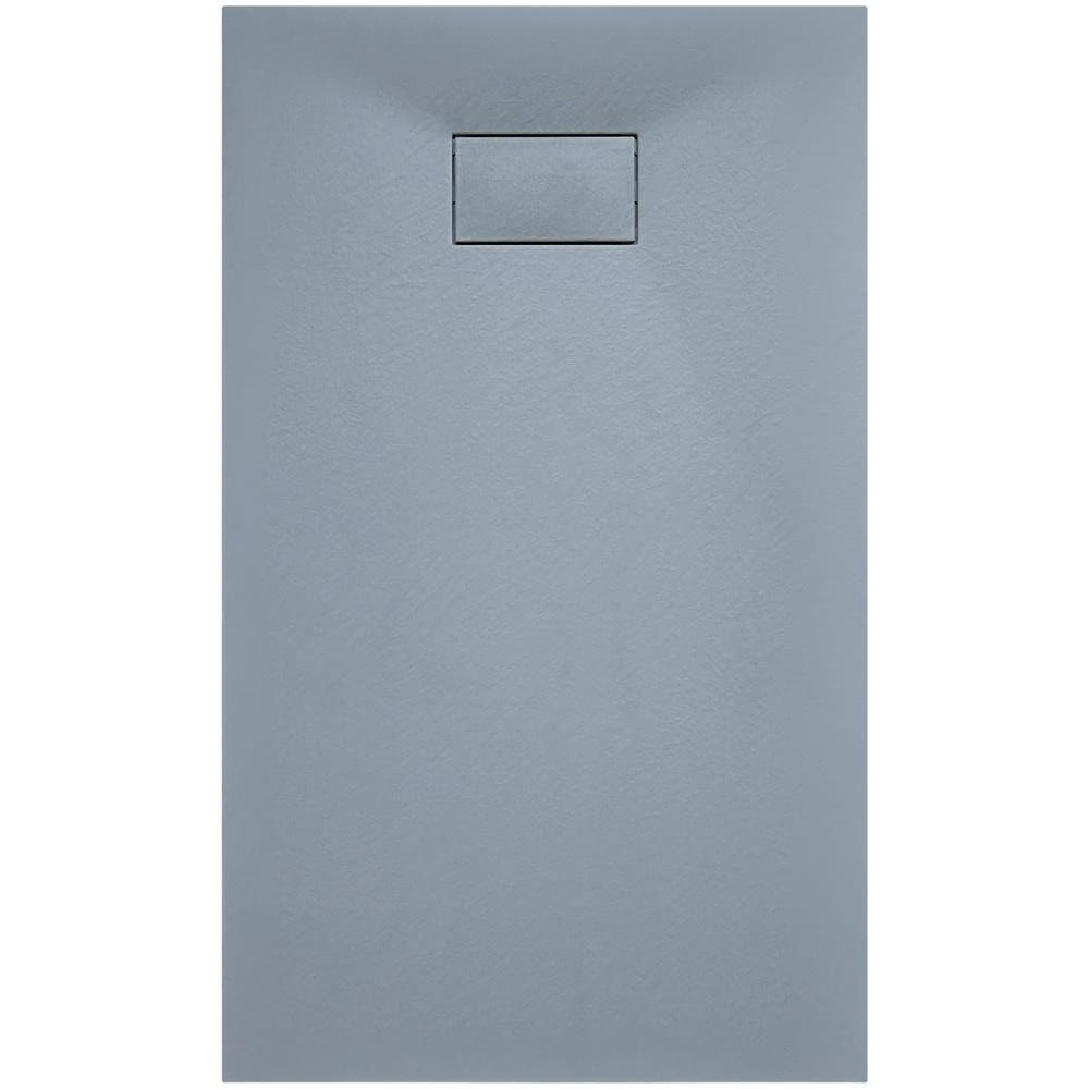 Piatto Doccia Spessore 2.6 Cm Resina SMC Effetto Pietra Stone Ardesia Antiscivolo Riducibile Filopavimento Con Griglia Di Copertura Grigio 80x100 Cm