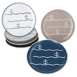 thumbnail of 6er Set Dessertteller Anker Keramik weiß beige blau Kuchenteller 6Pers