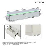 thumbnail of TV-Schrank 180x34x40 cm für 75-Zoll Fernseher mit LED-Licht, Hochglanz-Front, 4 Schubladen, gebogenes Kantendesign, Weiß