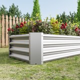 thumbnail of Hochbeet Metall 30x120x60 cm Silber aus verzinktem Stahl Wellblech ohne Boden wetterfest robust mit gefalteter Innenkante für Garten Terrasse
