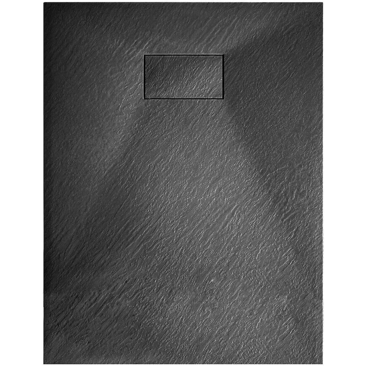 Piatto Doccia Spessore 2.6 Cm Resina SMC Effetto Pietra Stone Ardesia Antiscivolo Riducibile Filopavimento Con Griglia Di Copertura Nero 80x100 Cm
