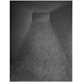 thumbnail of Piatto Doccia Spessore 2.6 Cm Resina SMC Effetto Pietra Stone Ardesia Antiscivolo Riducibile Filopavimento Con Griglia Di Copertura Nero 80x100 Cm