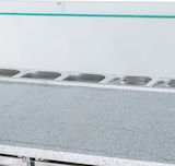 thumbnail of Romux® Saladette und Pizzatisch 3 Türen 136x70 cm für 8 GN 1/6 Behälter mit Marmorplatte und Glashaube | Kühltisch von Pizzen und Salaten