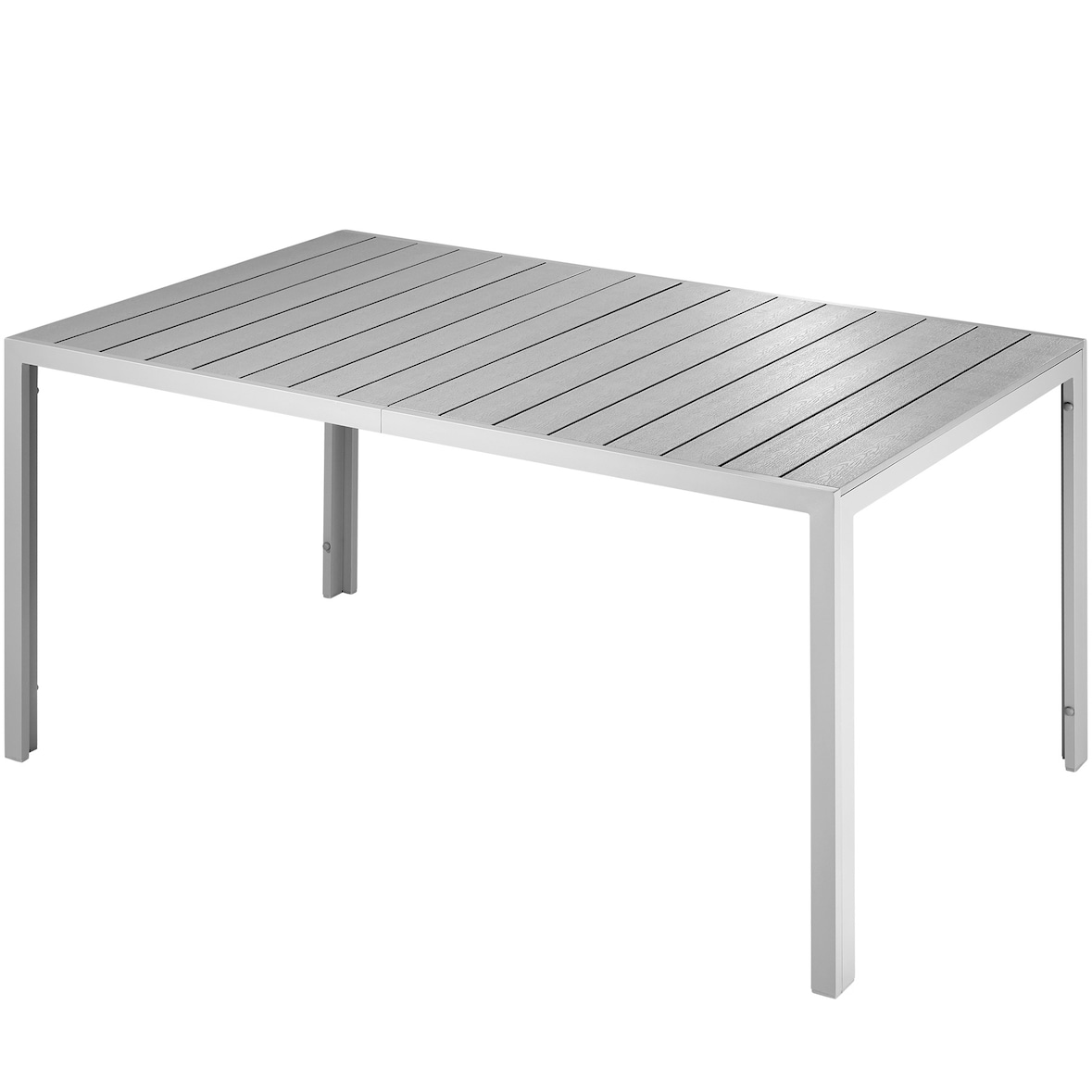 tectake Table de jardin BIANCA 150 x 90 cm pieds réglables en hauteur - gris/argent - 404402