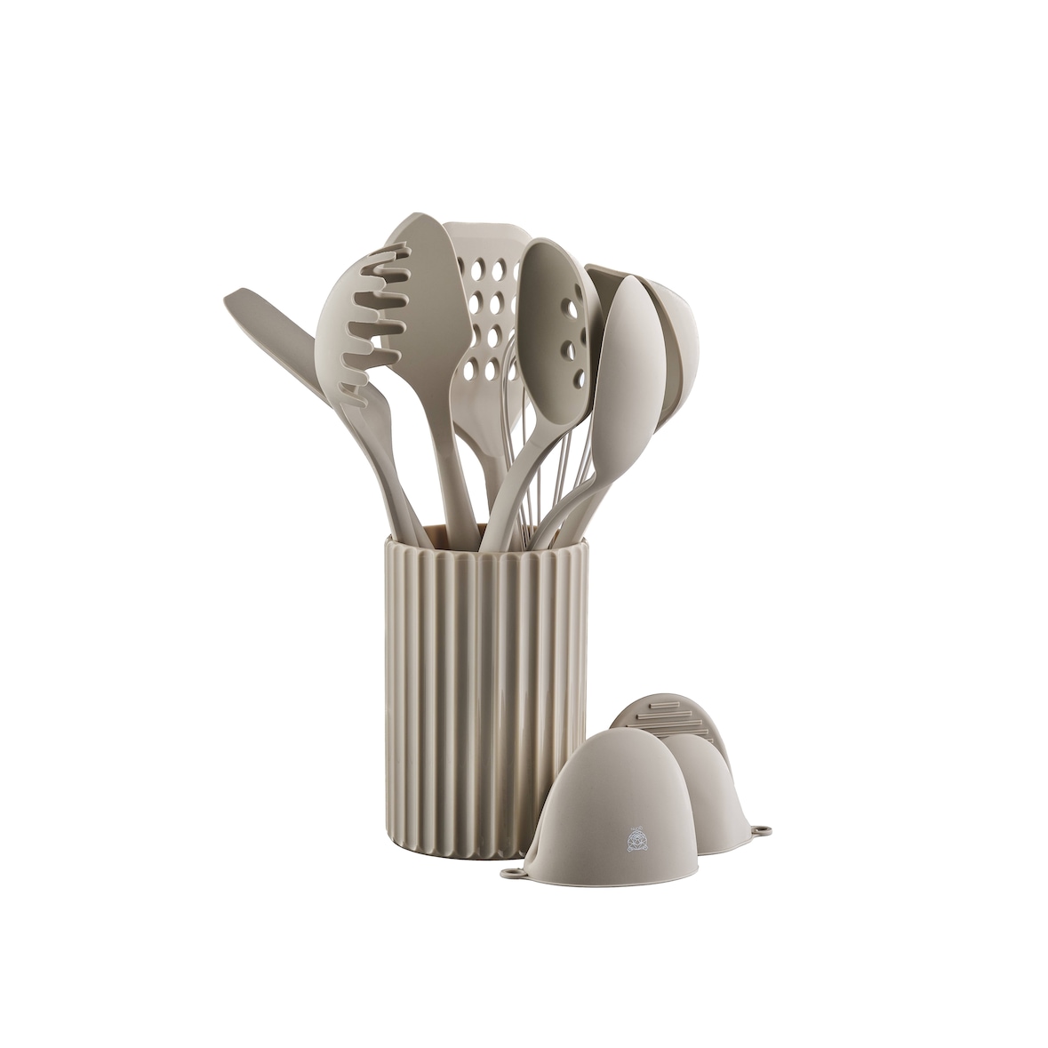 Set d'ustensiles de cuisine en bois et silicone GUNNAR - 11 pièces