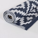 thumbnail of Alfombra de exterior rectangular de 120x180 cm, Color blanco y azul oscuro, Impermeable, Reversible, Ecológica