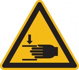 thumbnail of Warnschild, Warnung vor Handverletzungen W024 - ASR A1.3 (DIN EN ISO 7010) - 100x0.45 mm Aluminium geprägt