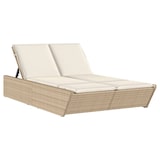 thumbnail of vidaXL Doppel-Sonnenliege mit Auflagen Beige Poly Rattan