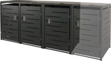thumbnail of XL 3er-/6er-Mülltonnenverkleidung HWC-E83, Mülltonnenbox, erweiterbar 116x212x98cm ~ anthrazit Stahl, 100kg