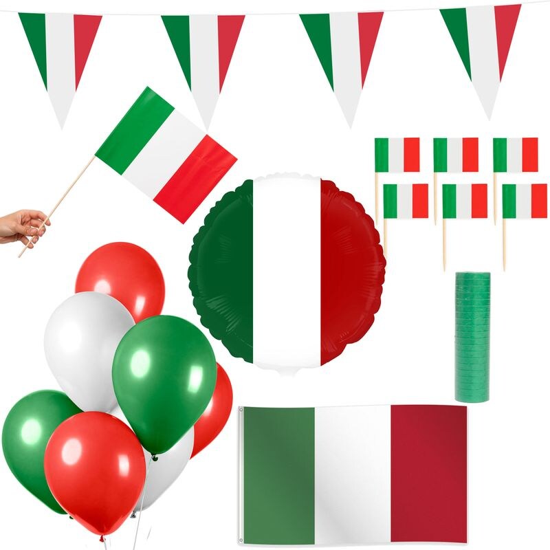 Italien Party Deko Set 74 tlg. Partyset Partydeko rot grün weiß