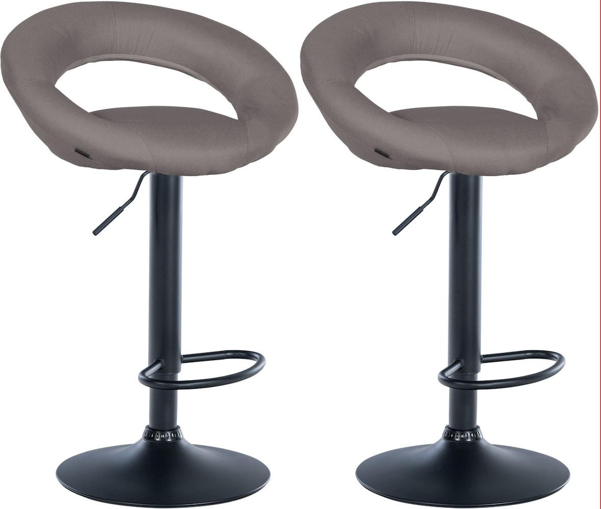 CHEFGASTRO 2er Set Barhocker IGUAZU Stoff Schwarz HxBxT 77x52x47cm Stoff Grau Barstuhl