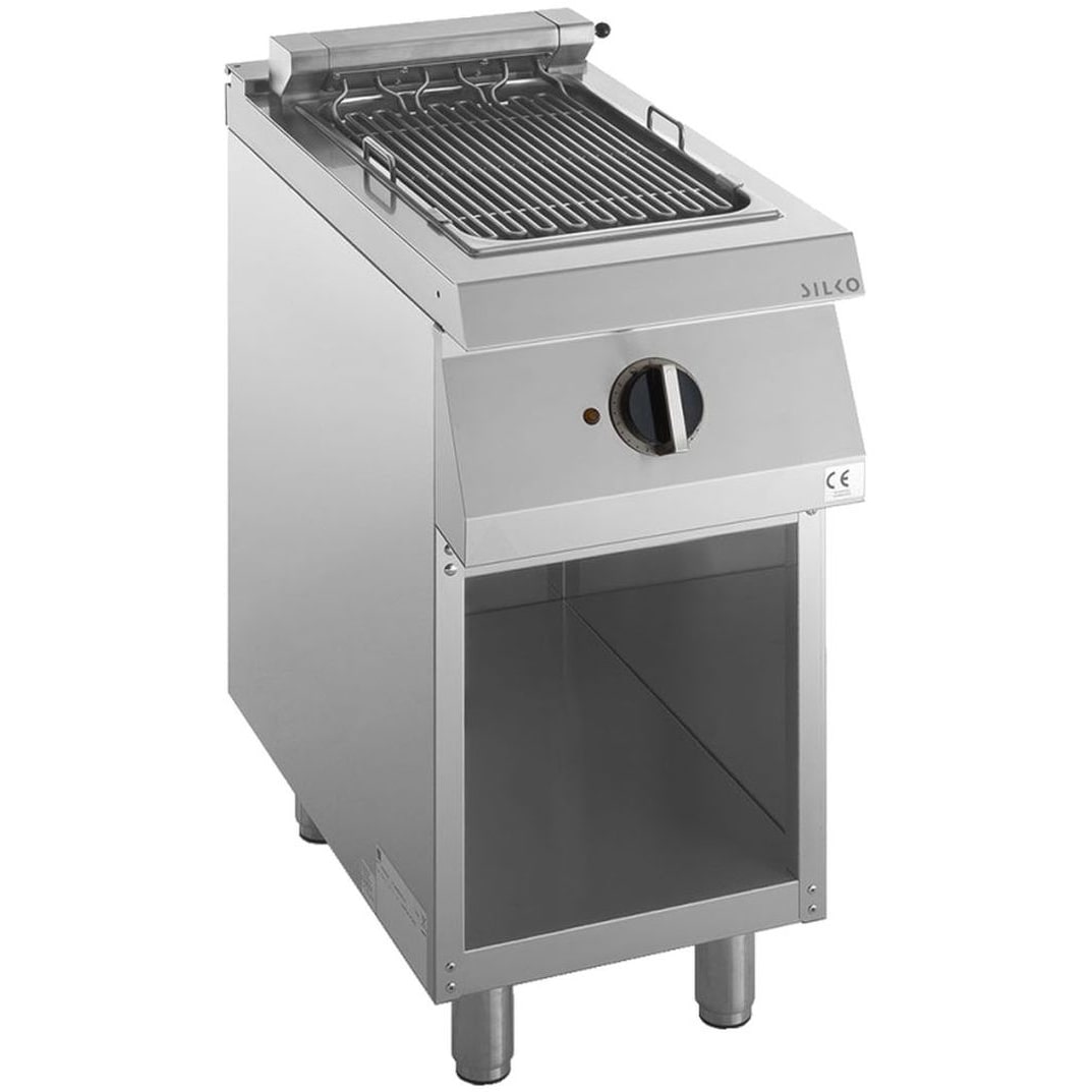 KBS elektrische dampgrill 4,8 kW waterbak en aftapkraan open onderkant