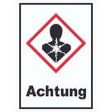 thumbnail of Schild Gesundheitsgefahr Achtung Sensibilisierung der Atemwege hochkant A5 Rückseite selbstklebend