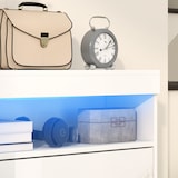 thumbnail of Móvel Sapateira de Entrada com Luzes LED Prateleira Aberta e 2 Gavetas Basculantes para 12-16 Pares 80x24x99,5 cm Branco Brilhante