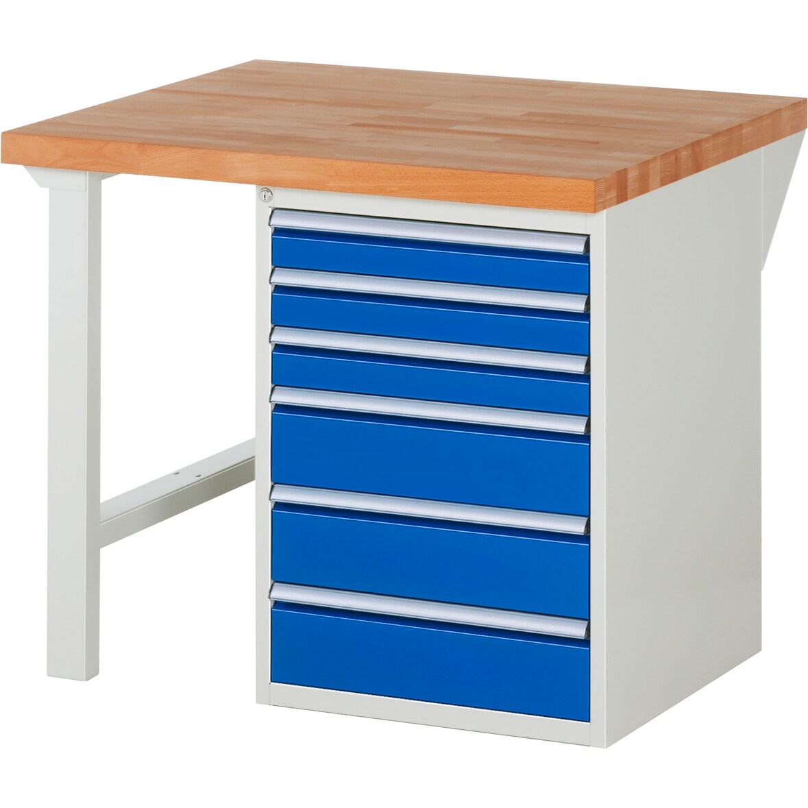 PROREGAL Werkbank Serie 7000 - Modell 7515 | HxBxT 89x100x90cm | 6x Schublade | Schubladenmaße 3x90 + 3x150mm | Lichtgrau | Arbeitstisch Werktisch