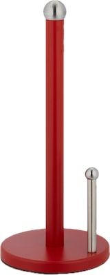 thumbnail of Relaxdays Küchenrollenhalter stehend, Küchenrollenständer Metall, Rollenhalter mit Abrollstop, HxD 35 x 15cm, rot-silber