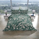 thumbnail of Bettwäsche Set 155x220 cm Baumwolle Jersey Dunkelgrün Beige Geblümt mit Reißverschluss, 4 teilig