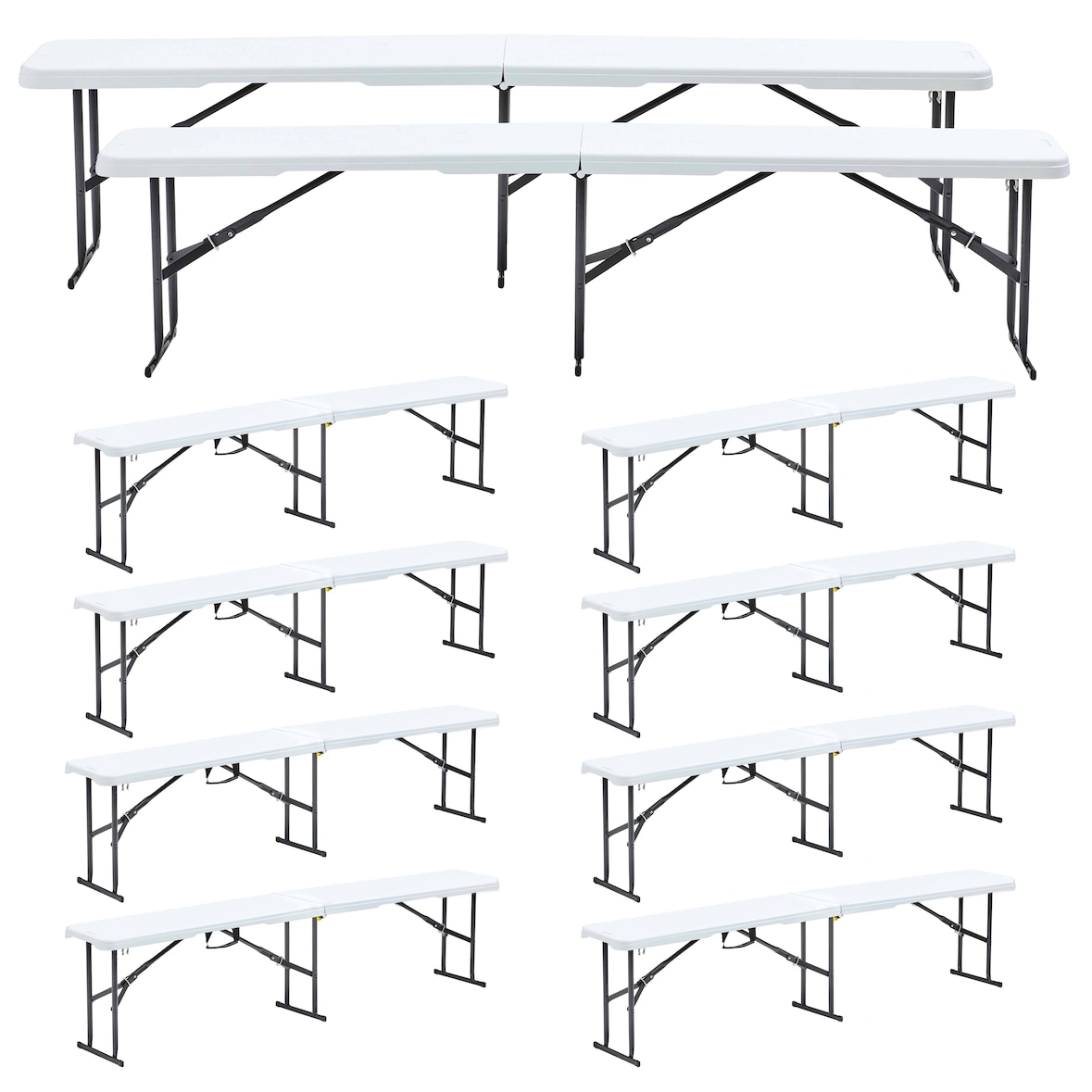 Rekkem opklapbank HDPE 180 x 30 x 45cm x10 Wit